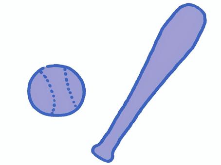 スポーツアイコン野球のバッドとボール青 健康的,楽しい,楽しみ,手描き,アイコン,無人,スポーツ,運動,練習,公式のイラスト素材