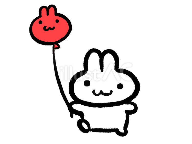 風船を持つうさぎ うさぎ,動物,ゆるいのイラスト素材