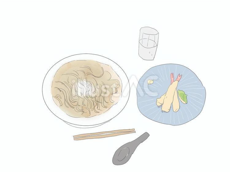 そばと天ぷら 蕎麦,天ぷら,食べ物のイラスト素材