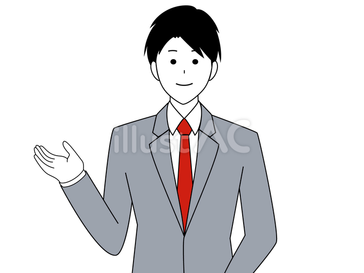 案内するサラリーマンの男性　灰色 サラリーマン,男性,案内のイラスト素材