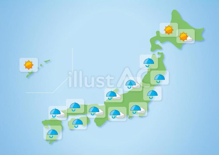 梅雨の天気予報のイラスト 天気予報,梅雨,梅雨前線のイラスト素材