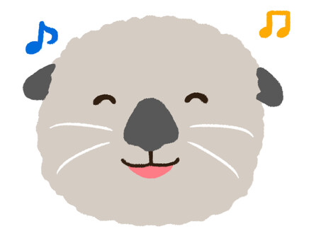 嬉しそうに喜んでいるラッコの顔のアップ ラッコ,顔,楽しい,笑う,笑顔,嬉しい,陽気,表情,正面,哺乳類のイラスト素材