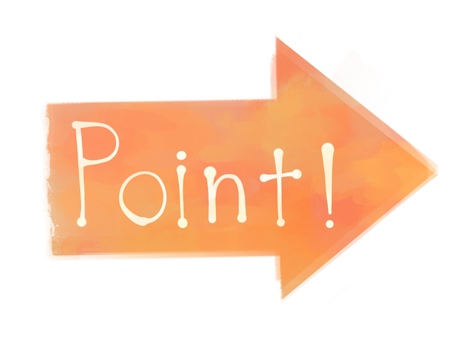 水彩風オレンジ矢印ーPoint!ー 矢印,point,オレンジ,水彩,手描き風,ポップ,カラフル,明るい,案内,強調のイラスト素材