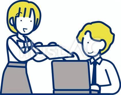 書類を渡す女性と受け取る男性2