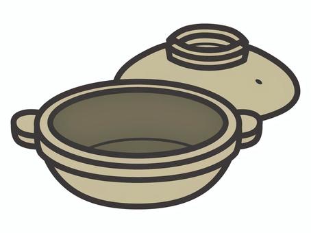 土鍋（蓋付き・後）01 土鍋,鍋物,鍋,調理器具,アイコン,マーク,シンプルのイラスト素材