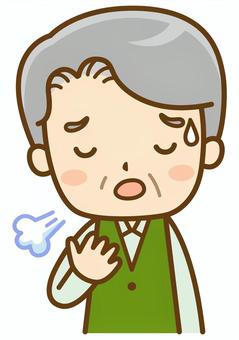 ため息を吐くシニア男性 シニア,敬老,老人,高齢者,お年寄り,おじいちゃん,男性,落ち込む,悩む,悩みのイラスト素材