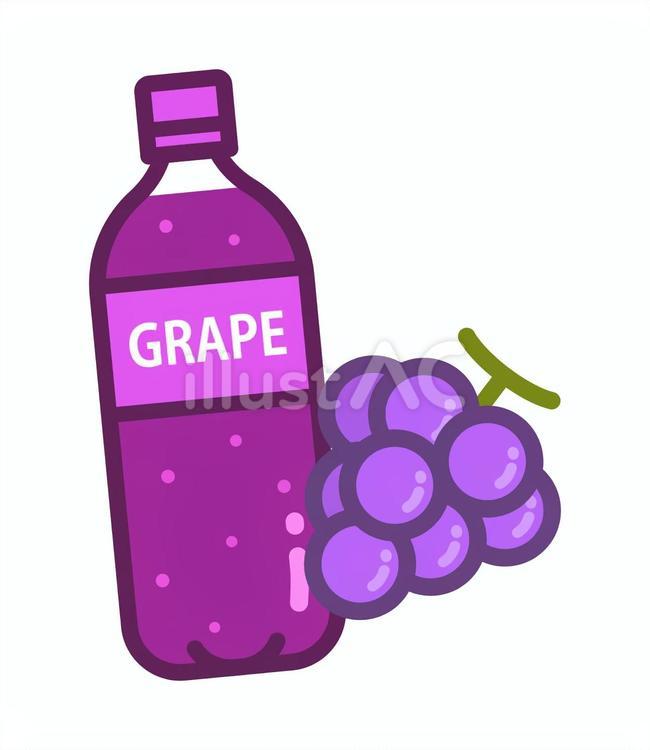 グレープソーダとぶどう 炭酸,グレープ,ペットボトルのイラスト素材