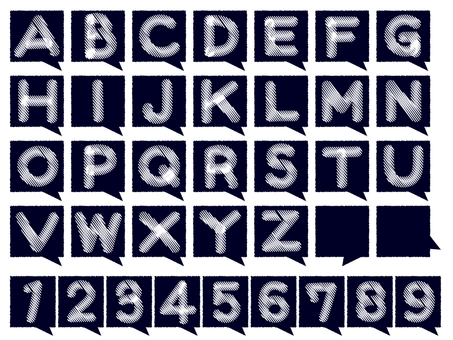 吹き出し フォント 数字 吹き出し,フォント,数字,手書き,大文字,オリジナル,アルファベット,ノンブル,ナンバー,タイトルのイラスト素材