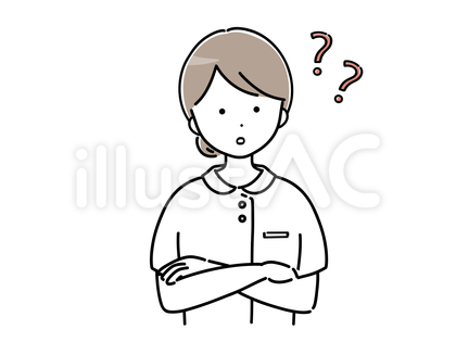 考えている若い女性看護師(半袖)