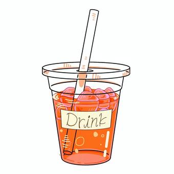 Color illustration of a stylish and cute strawberry drink, , JPG and PNG