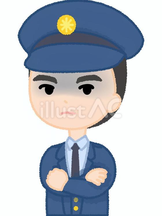 警察官男性不機嫌 警察官,不機嫌,腕組みのイラスト素材