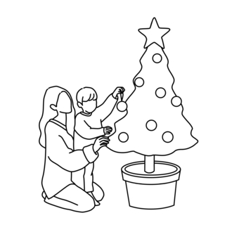 Illustration, line drawing, fashionable, christmas, 