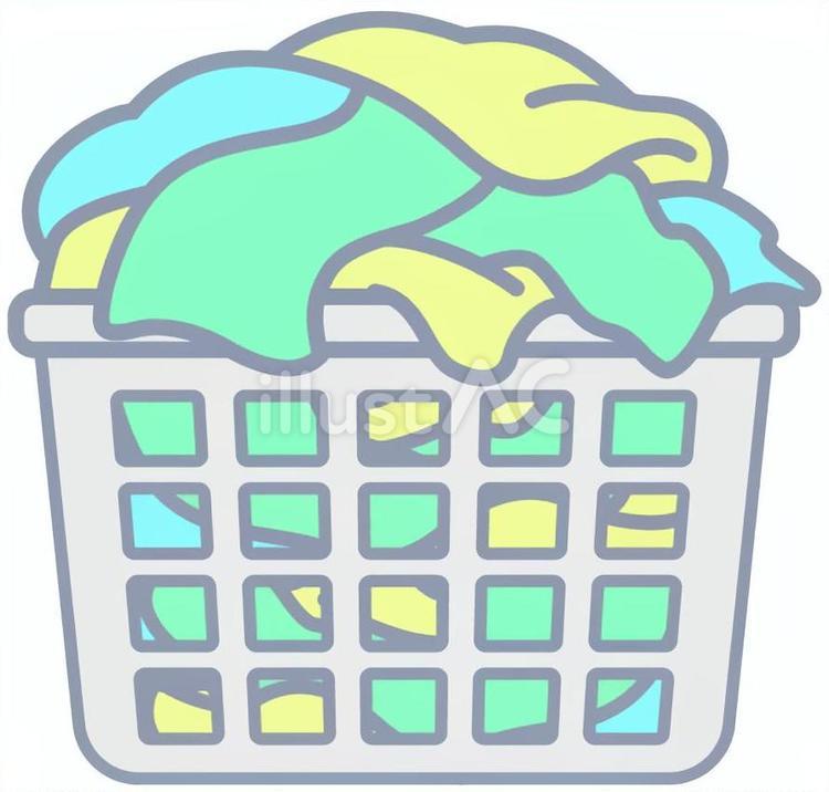 洗濯かご　たまった洗濯物 洗濯物,洗濯かご,洗い物のイラスト素材