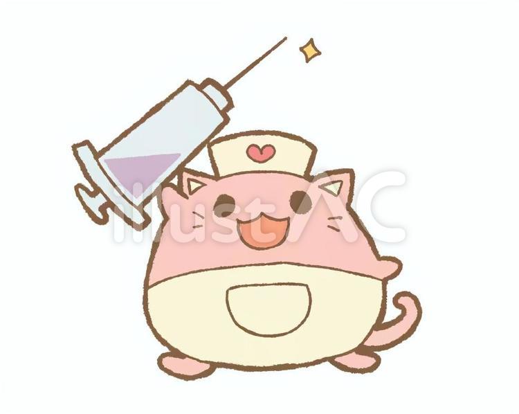 チクッとしますよ！ 注射,ねこ,ナースのイラスト素材