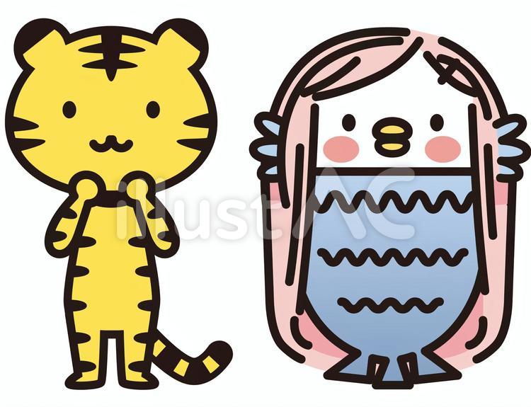アマビエと寅さん アマビエ,ポップ,キャラクターのイラスト素材
