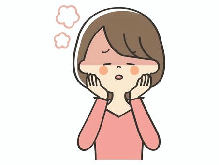 熱中症の若い女性 熱中症,熱射病,暑い,不調,のぼせる,めまい,クラクラ,夏,猛暑,熱のイラスト素材