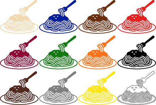 ピクトグラムのミートソースパスタです。 ピクトグラム,ミートソース,パスタ,シンプル,フォーク,スパゲッティ,料理,イタリアン,トマトソース,麺のイラスト素材