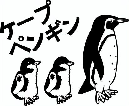 ケープペンギン  ケープペンギン,ペンギン,鳥類,ヒナ,親子,かわいい,更新,文字,白黒のイラスト素材