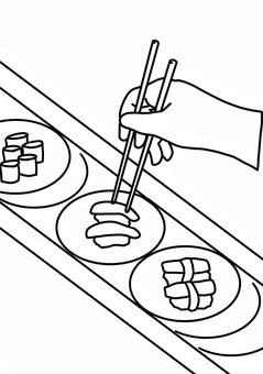 迷惑行為を回転寿司の上で　線画