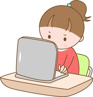 Computer, computer, child, girl, JPG and PNG