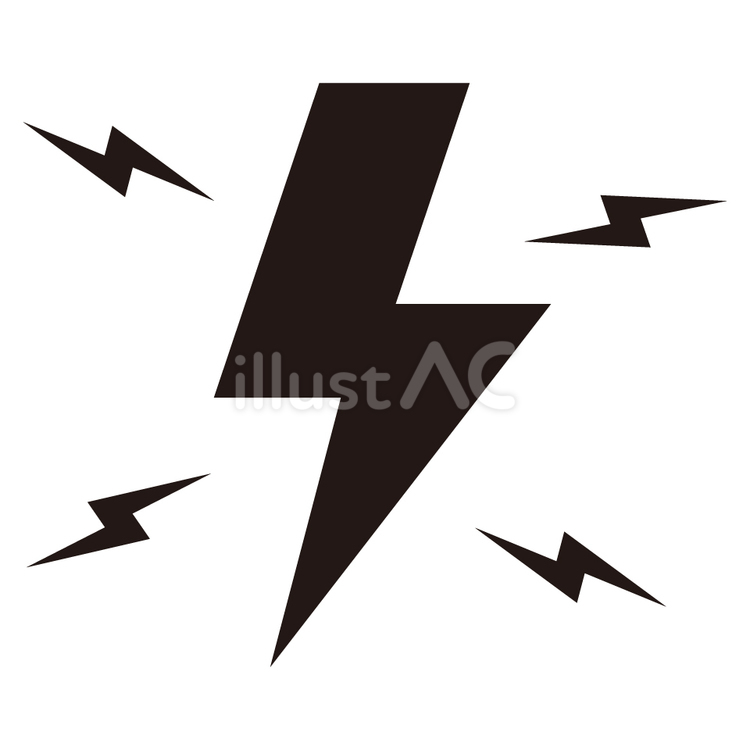 エフェクト付き雷アイコン_黒 雷,稲妻,電気のイラスト素材