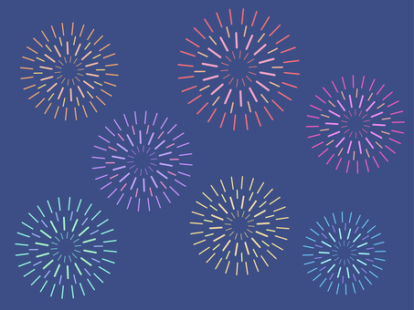 夜空に上がる打ち上げ花火のイラスト 花火,夏,祭り,夏祭り,花火大会,打ち上げ,firework,ベクター,綺麗,カラフルのイラスト素材
