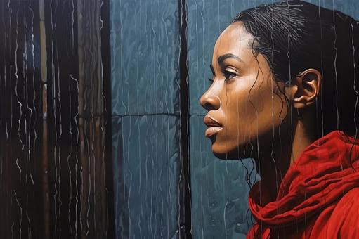 rain and black woman, rain, black man, female, JPG