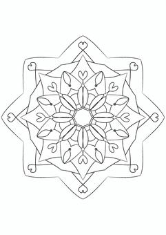 華麗な曼荼羅塗り絵 塗り絵,ぬりえ,曼荼羅,まんだら,マンダラ,線画,集中力,白黒,モノクロ,幾何学模様のイラスト素材