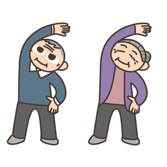 ラジオ体操 高齢者,ラジオ体操,運動,健康,体操,屋外のイラスト素材