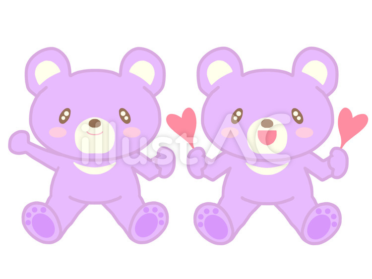 仲良しクマさん応援 クマ,熊,ハートのイラスト素材