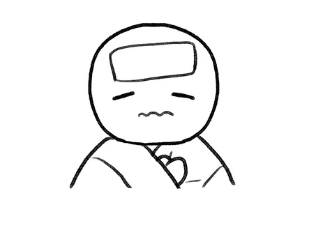 風邪っぴき棒人間線画 棒人間,人物,風邪,発熱,病気,手描き,落書き,表情,黒,シンプルのイラスト素材