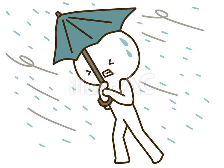 雨風に耐える人 暴風雨,雨風,強風のイラスト素材