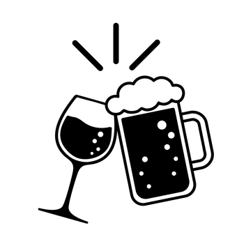 Illustration, cheers, wine, beer, 