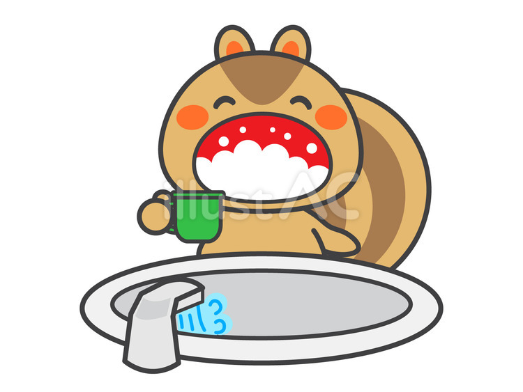 うがいするリス うがい,りす,衛生のイラスト素材
