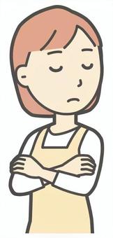  エプロン女性-112-バスト 無視,主婦,エプロン,女性,ママ,ヘルパー,家政婦,家事代行,人物,かわいいのイラスト素材