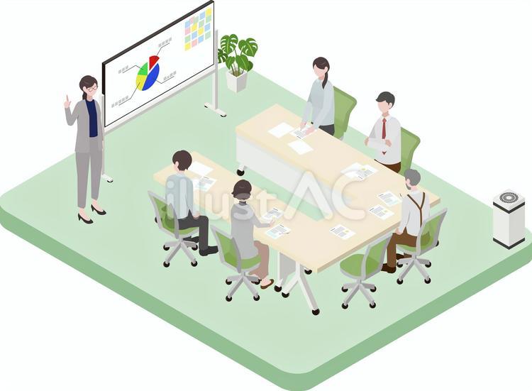 アイソメトリック_会議室➂ アイソメトリック,会議,オフィスのイラスト素材