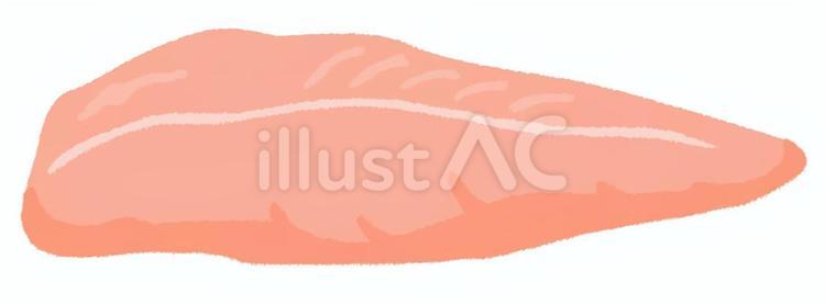 美味しそうな鶏肉のささみが一個 ささみ,鶏肉,生肉のイラスト素材