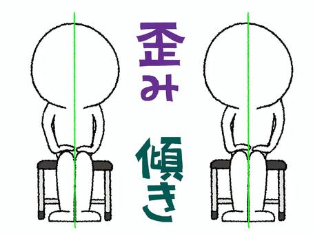 歪み　傾き 歪み,傾き,文字絵,違い,シルエット,座る,椅子,姿勢,pop調,手描きのイラスト素材