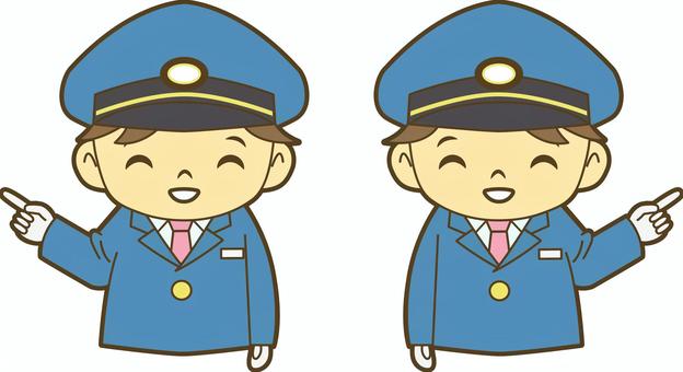 指を指す鉄道員 駅員,車掌,運転士,運転手,鉄道員,乗務員,鉄道,新幹線,路面電車,地下鉄のイラスト素材