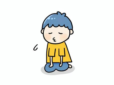 男の子004_反省 男の子,子ども,反省,おちこむ,がっかり,怒られる,シンプル,キャラクター,かわいいのイラスト素材