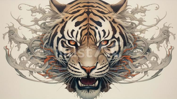 虎の顔 虎,動物,猛獣のイラスト素材