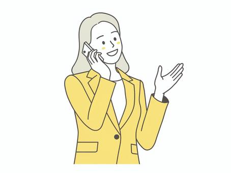 電話をする女性１ 電話対応,案内,人物,仕事,女性,キャリアウーマン,制服,お問い合わせ,シンプル,上半身のイラスト素材