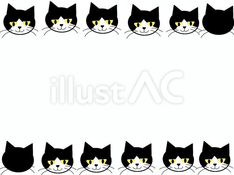 ハチワレ猫  フレーム ハチワレ猫,顔,動物のイラスト素材