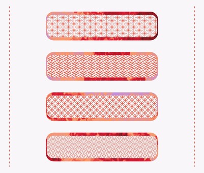 マーブル和柄のレッド系バナーセット マーブル,フレーム,見出し,バナー,帯,長方形,デザイン,エレメント,和柄,流体のイラスト素材