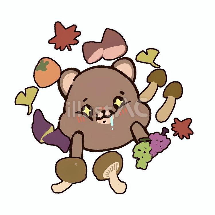 食欲の秋　よだれを垂らすくま 動物,熊,秋のイラスト素材