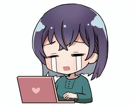 穏やかな女の子_PC使用2 穏やかな女の子_PC使用2 女の子,学生,かわいいのイラスト素材
