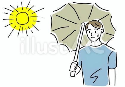 熱中症対策で日傘をさす男性