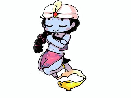 ランプの魔神な女の子 ランプの魔神,魔神,ランプ,アラビアンナイト,千夜一夜物語,アラジン,ジンニヤー,ジン,モンスター,モンスター娘のイラスト素材