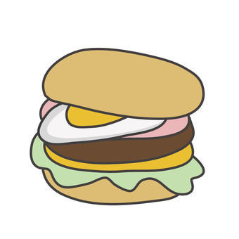 目玉焼き入りハンバーガー ハンバーガー,食べ物,手描き,アイコン,目玉焼き,イラストのイラスト素材