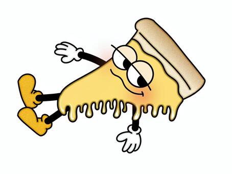 チーズたっぷりピザ ピザ,アメリカンフード,チーズ,マルゲリータ,ゆるキャラ,かわいい,食べ物のイラスト素材